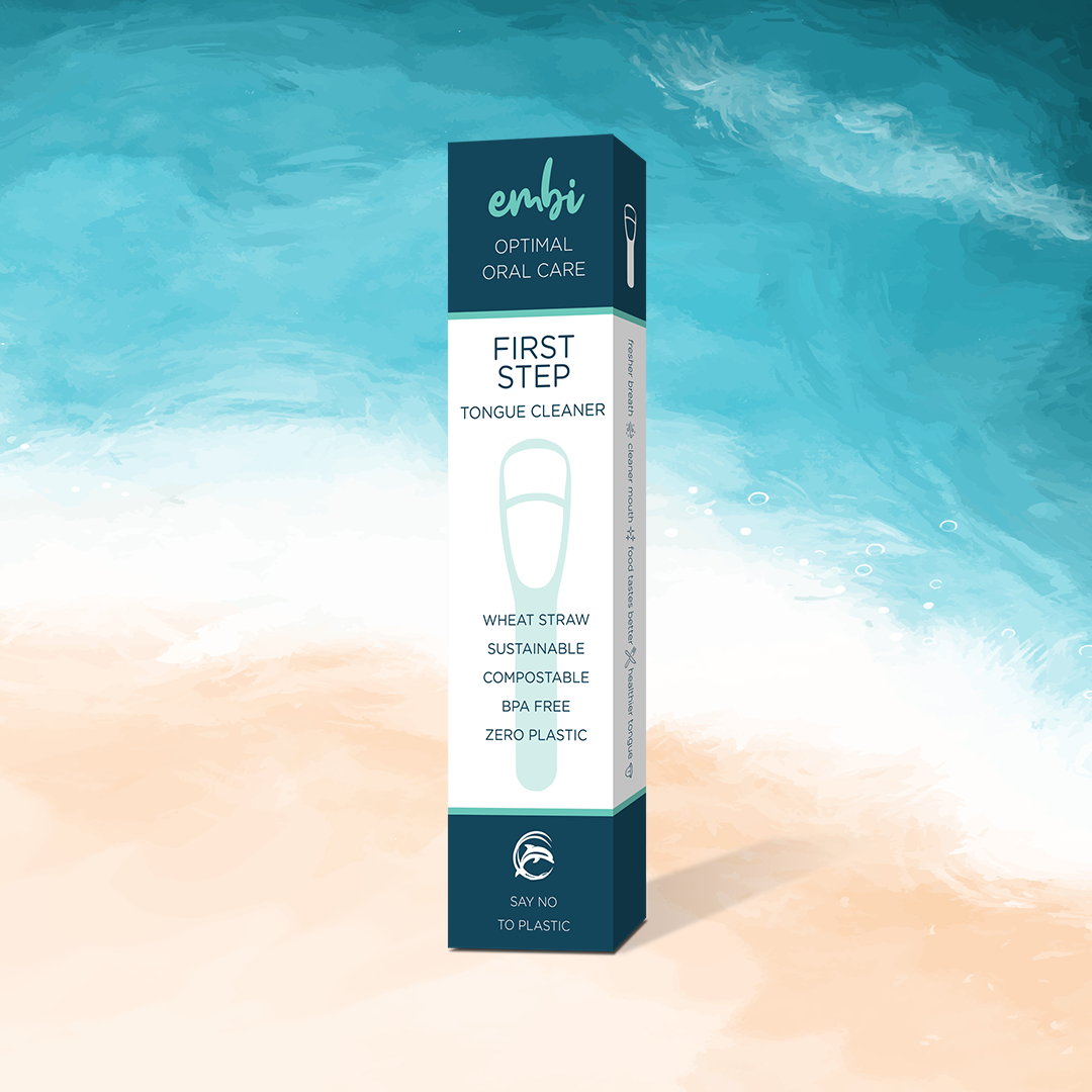 embi OOC First Step Tongue Scraper, Eco Toothbrush & Dental Case